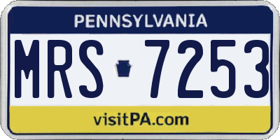 PA license plate MRS7253