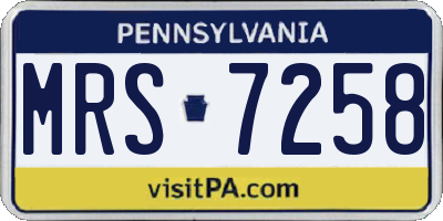 PA license plate MRS7258