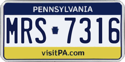 PA license plate MRS7316