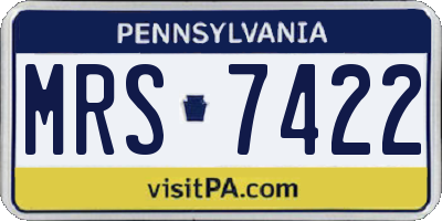 PA license plate MRS7422