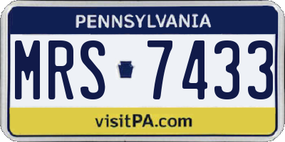 PA license plate MRS7433
