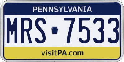 PA license plate MRS7533