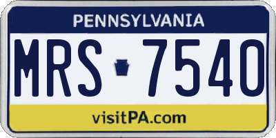 PA license plate MRS7540