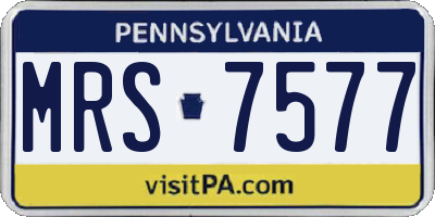 PA license plate MRS7577
