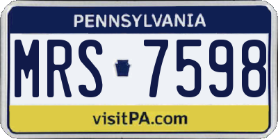 PA license plate MRS7598