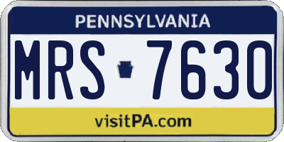 PA license plate MRS7630
