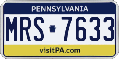 PA license plate MRS7633