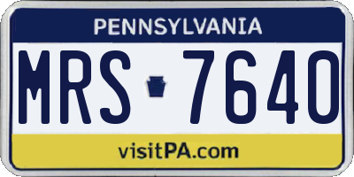 PA license plate MRS7640