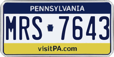PA license plate MRS7643