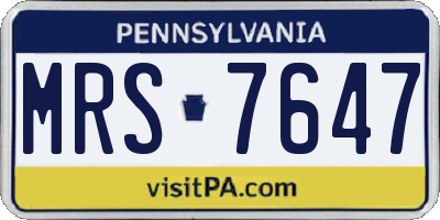 PA license plate MRS7647