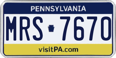 PA license plate MRS7670