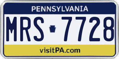 PA license plate MRS7728