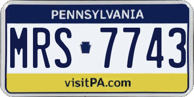 PA license plate MRS7743