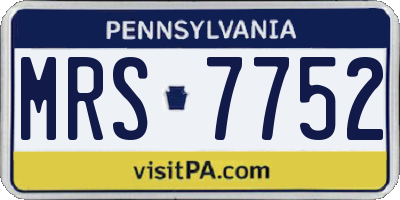 PA license plate MRS7752