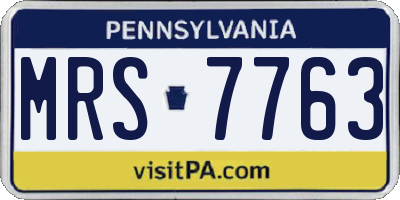 PA license plate MRS7763