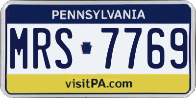 PA license plate MRS7769
