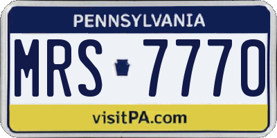 PA license plate MRS7770