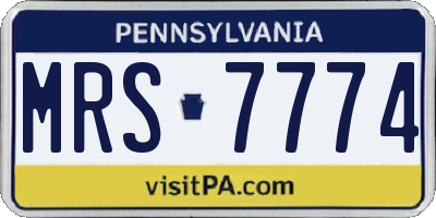 PA license plate MRS7774