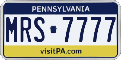 PA license plate MRS7777