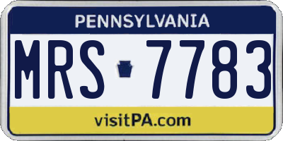 PA license plate MRS7783