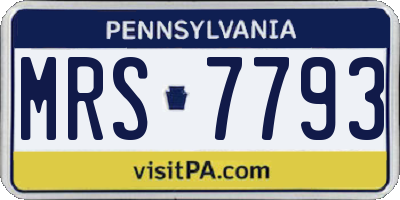 PA license plate MRS7793