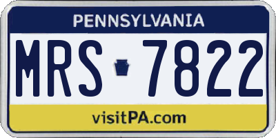 PA license plate MRS7822