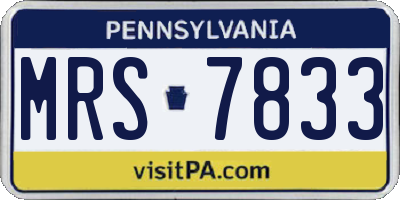 PA license plate MRS7833