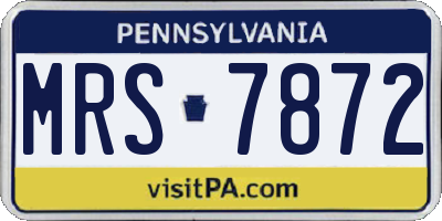 PA license plate MRS7872