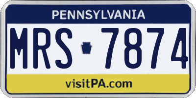 PA license plate MRS7874