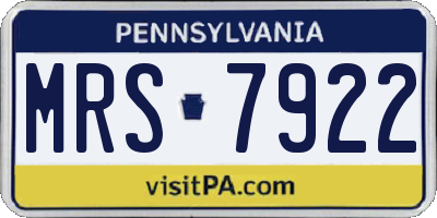 PA license plate MRS7922
