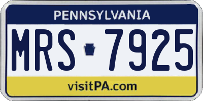 PA license plate MRS7925
