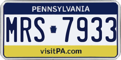 PA license plate MRS7933