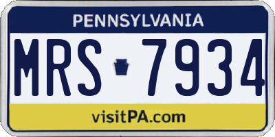 PA license plate MRS7934