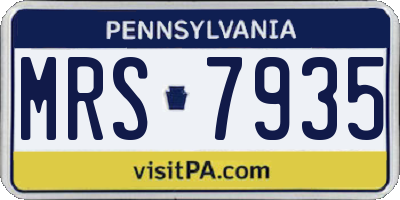 PA license plate MRS7935