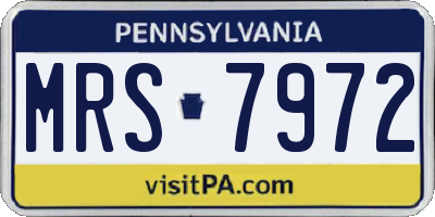 PA license plate MRS7972