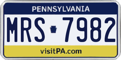 PA license plate MRS7982
