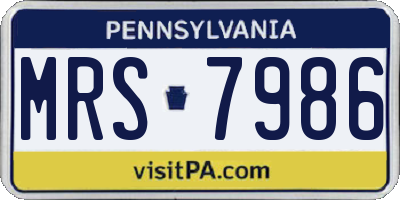 PA license plate MRS7986