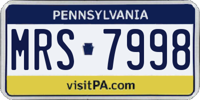 PA license plate MRS7998