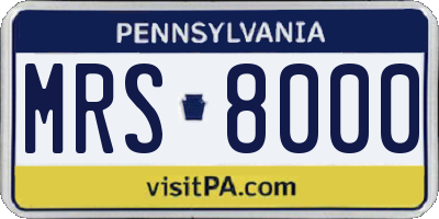 PA license plate MRS8000