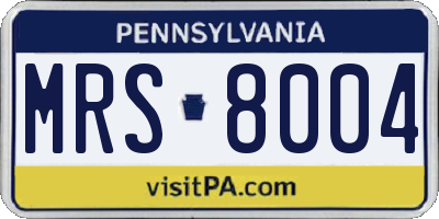 PA license plate MRS8004