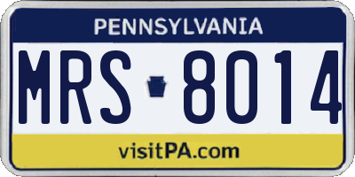 PA license plate MRS8014