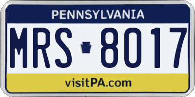 PA license plate MRS8017