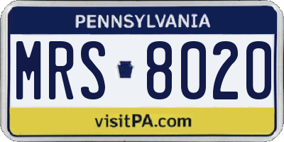 PA license plate MRS8020