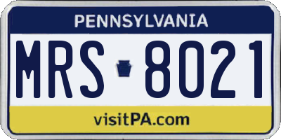 PA license plate MRS8021