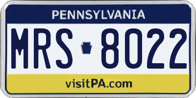 PA license plate MRS8022