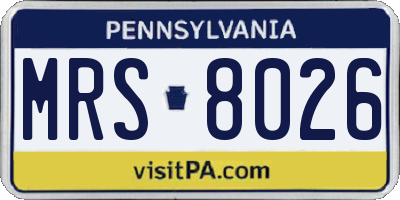 PA license plate MRS8026