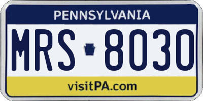PA license plate MRS8030