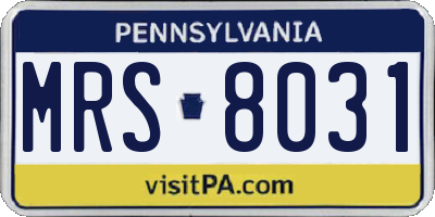 PA license plate MRS8031