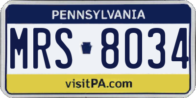 PA license plate MRS8034