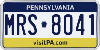 PA license plate MRS8041